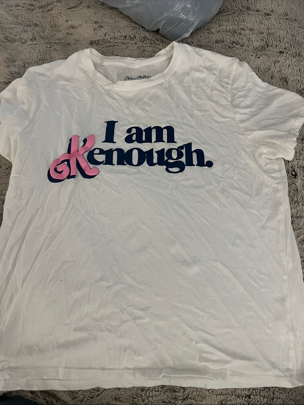 5/$10 item I Am a KEnough Graphic Tee - White with Pink & Navy